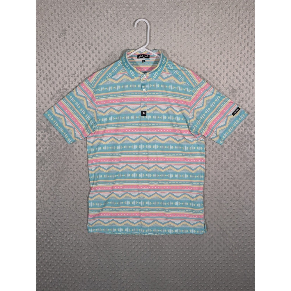 Bad Birdie Polo Shirt Men's Medium Performance Golf‎ Pastel Aztec Stretch